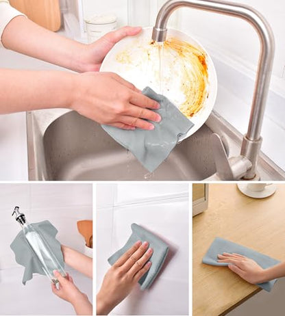 KitchLife Microfiber Cleaning Cloth Roll - Tear-Away Reusable Microfiber Paper Towels, Lint-Free, Washable, 20 Sheets for Kitchen, Car, Dishes, and Sensitive Surfaces (Grey) - color: Grey