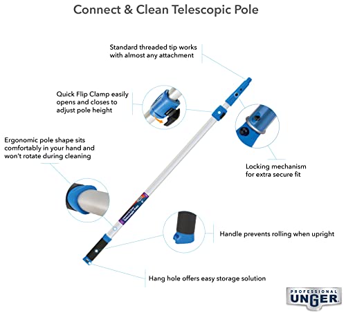 Unger Professional Connect & Clean 3’-6’ Aluminum Telescopic Extension Pole with Locking Cone & Quick-Flip Clamp – Compatible with Cleaning Tool Attachments, Window Cleaning & Dusting Tool (Pack of 2) - size: 3 - 6 Foot (Pack of 2)