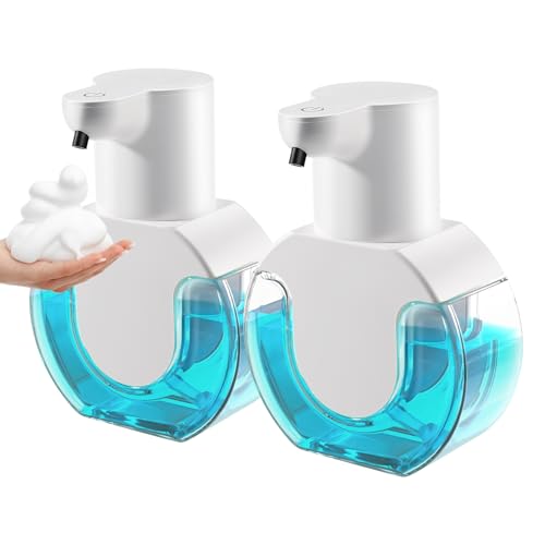VZZNN 2 Pack Automatic Foaming Soap Dispenser 14.2oz/420ML Touchless Automatic Foaming Soap Dispenser,Rechargeabled Wall Mounted Smart Pump for Bathroom Kitchen - color: White, style: 2 Pack Foam