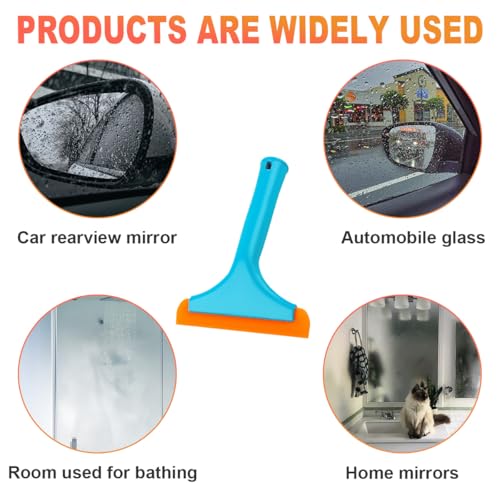 KVAEY 2 PCS Small Silicone Window Squeegee, 5.9 Inch Car Windshield Water Blade Squeegee with Non-Slip Handle, All-Purpose Cleaning Squeegee for Car Windshield, Window, Mirror (Sky Blue) - color: Sky Blue