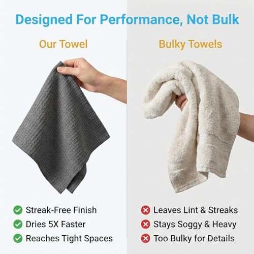MIRACLEAN Waffle Weave Microfiber Towel, 12 x 12 inches, Barista Towels, Lint Free Cloth, Glass Towels, Waffle Towels Car Detailing, 6 Pack Premium Microfiber Cleaning Cloth - size: 6 Pack