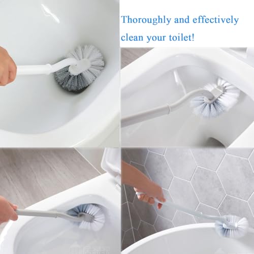 2 Pack Curved Toilet Bowl Brush Without Holder for Bathroom, Compact Toilet Brush Durable Under The Rim Household Deep Cleaning Brushes (White Toilet Brush Without Holder) - color: White Toilet Brush Without Holder