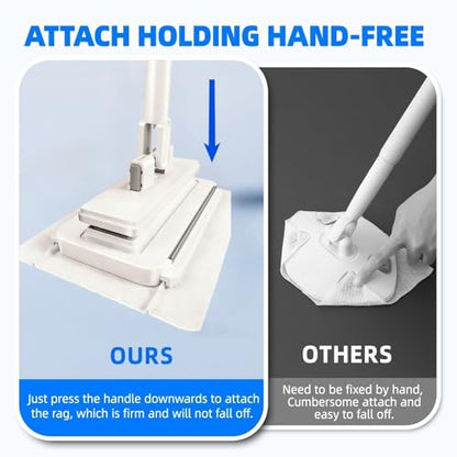 Press Grip Mini Mop, Zero-Touch Gap Dust Cleaner with 39in Lazy Mop & Hands-Free Lock Head, Disposable Dust Mop for House Wall Bathroom Toilet Corners Multi Surface Cleaning with 5 Cloths - size: Mini Mop with 5 Cloths