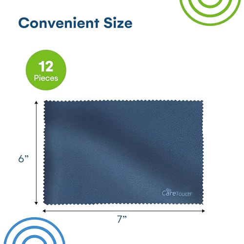 Care Touch Eyeglass Cleaning Cloth - 12 Pack of Microfiber Cleaning Cloth for Glasses, Lenses, Phones and Screens - Large, Lint-Free, Reusable and Scratch-Free - 6 x 7 Inches - Navy - color: Navy, style: 12 Count