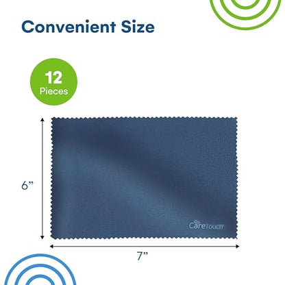 Care Touch Eyeglass Cleaning Cloth - 12 Pack of Microfiber Cleaning Cloth for Glasses, Lenses, Phones and Screens - Large, Lint-Free, Reusable and Scratch-Free - 6 x 7 Inches - Navy - color: Navy, style: 12 Count