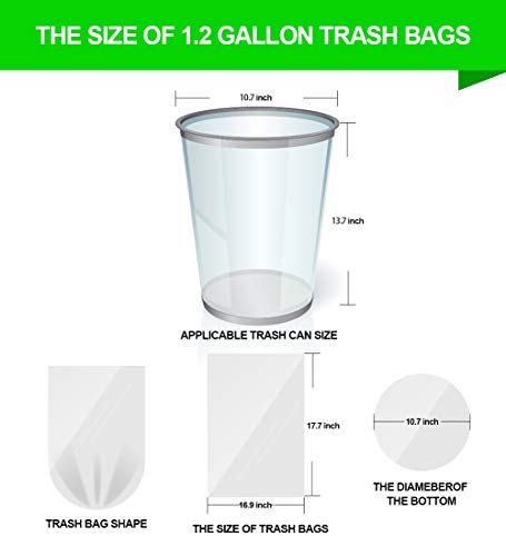 FORID 1.2 Gallon Garbage Bags, 220 Count, Small, Clear –Wastebasket Bin Liners for Bathroom, Bedroom, Office, Garbage Can - Durable & Thick Trash Bag - style: 1.2 Gal (220 Count)