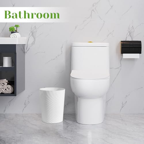 UUJOLY Bathroom Small Trash Can with Trash Bag Plastic Garbage Can Round Waste Basket for Bathrooms, Laundry Room, Kitchens, Offices, Kids Rooms, Dorms, 1.8 Gallons, 3 Pack (White) - color: White
