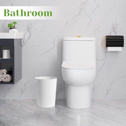 UUJOLY Bathroom Small Trash Can with Trash Bag Plastic Garbage Can Round Waste Basket for Bathrooms, Laundry Room, Kitchens, Offices, Kids Rooms, Dorms, 1.8 Gallons, 3 Pack (White) - color: White