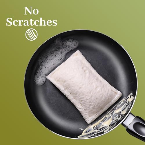 JOYMOOP Compressed Cellulose & Loofah Scrubbers, Non-Scratch Scrub Sponge, Kitchen Sponges for Dishes, 12-Pack, Dual-Sided Dish Sponge for Nonstick Cookware & All Surfaces - color: White [12 Pcs]