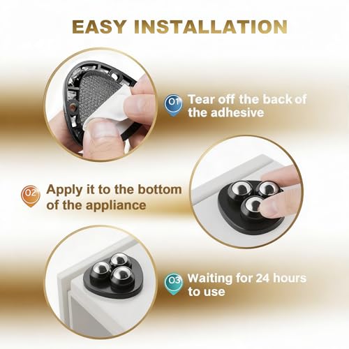 Self Adhesive Appliance Sliders 16 Pack Kitchen & Furniture Rollers | Move Small Appliances Easily 360° Glide No Tools Peel Stick 12lbs Per Wheel - color: Black, size: 16pcs