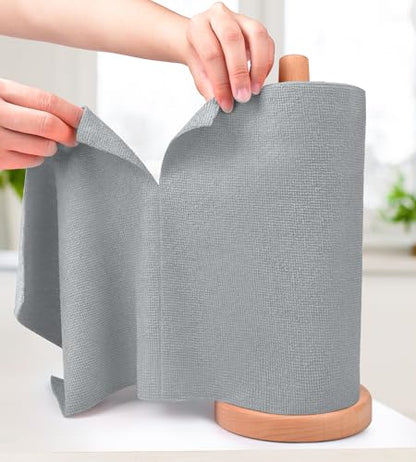 KitchLife Microfiber Cleaning Cloth Roll - Tear-Away Reusable Microfiber Paper Towels, Lint-Free, Washable, 20 Sheets for Kitchen, Car, Dishes, and Sensitive Surfaces (Grey) - color: Grey