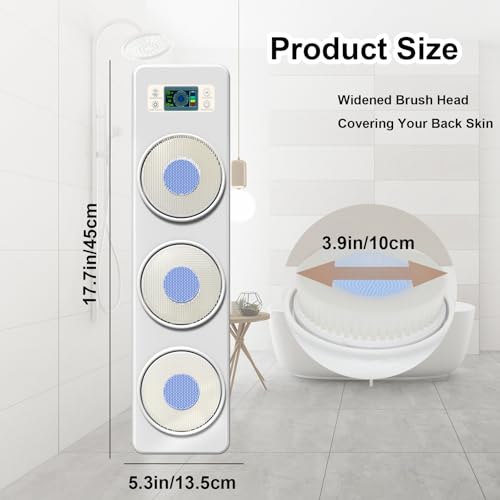 Electric Shower Brush for Body, Wall Mounted Back Scrubber for Shower, Exfoliating Shower Brush with Intelligent Display Screen,Back Bath Scrubber for Massage and Deep Cleansing