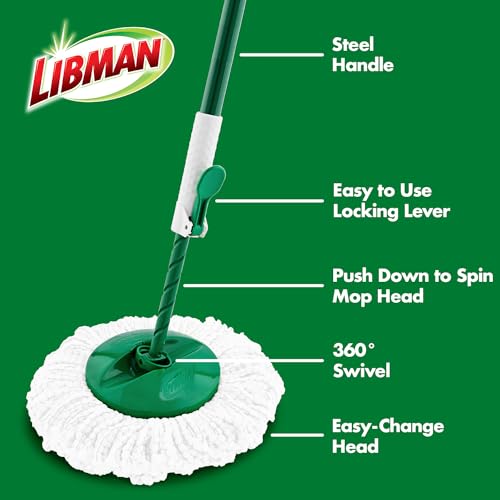 Libman Tornado Spin Mop System with 2 Refill Heads, Microfiber Spinning Mop and Bucket with Wringer Set for Home, Floor Cleaning of Hard-Wood, Laminate, Tile, All Surface Cleaner, 3 Total Mop Heads - style: Spin Mop Plus 2 Refills