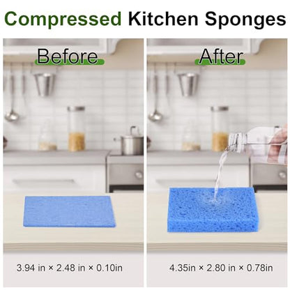 15 Pcs Cellulose Sponges Kitchen, 5 Colors Non-Scratch Colorful Sponges, Biodegradable Compressed Sponges, Large Cellulose Sponge for Kitchen, Bathroom, Cars, Funny Cut-Outs DIY