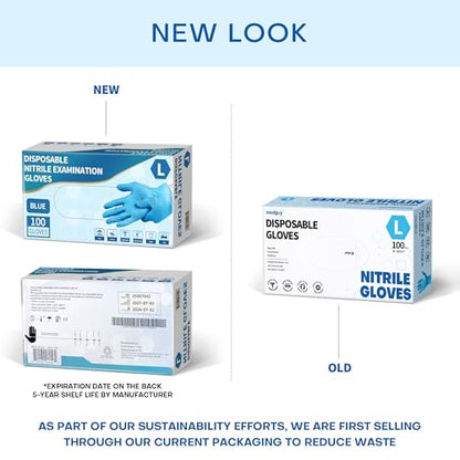 Medguy Medical Blue Nitrile Disposable Exam Gloves, 4 Mil 100 Pcs Powder-Free Latex-Free Food-Safe for Lab Cooking Cleaning - color: X-large (Blue)