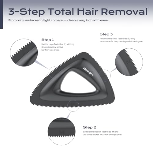 Pet Hair Remover for Car and Home - Multi-Surface Fur Removal Tool for Car Interiors, Furniture, Couch, Carpet, and Bedding | Portable and Effective Cat & Dog Hair Remover(Obsidian Black)