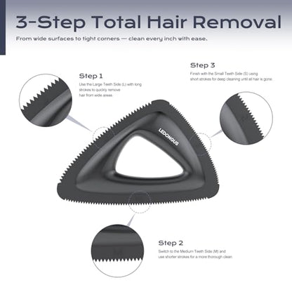 Pet Hair Remover for Car and Home - Multi-Surface Fur Removal Tool for Car Interiors, Furniture, Couch, Carpet, and Bedding | Portable and Effective Cat & Dog Hair Remover(Obsidian Black)