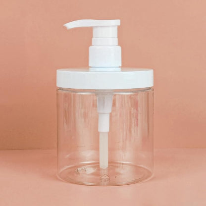 500ml Pump Bottle Dispenser Plastic Refillable Bottles Wide Mouth Jar Style Empty Bathroom Shower Containers,5.9inches - size: 9*9*10cm