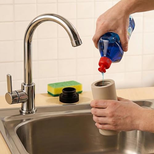 Dish Soap Dispenser for Kitchen, Silicone Squeeze Bottle for Dish Detergent (Taupe) - color: Taupe