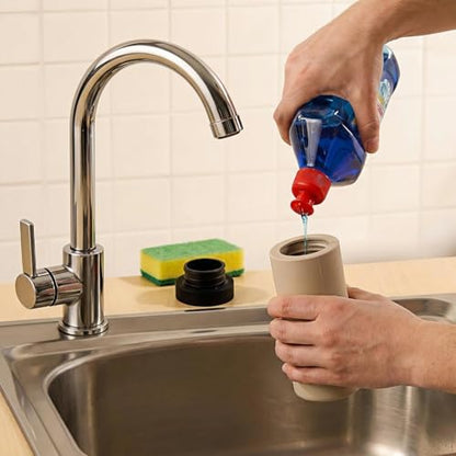 Dish Soap Dispenser for Kitchen, Silicone Squeeze Bottle for Dish Detergent (Taupe) - color: Taupe
