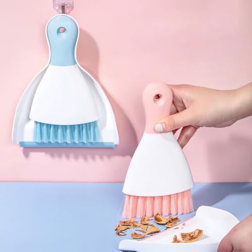Small Hand Dust Pan and Brush - Small Broom and Dustpan Set, Mini Broom and Dustpan, Compact Dustpans and Brush for Home Cleaning, Sofa, Desk, Guinea Pig Cage, Cat Litter, etc. (Pink) - color: Pink, size: 1 Set