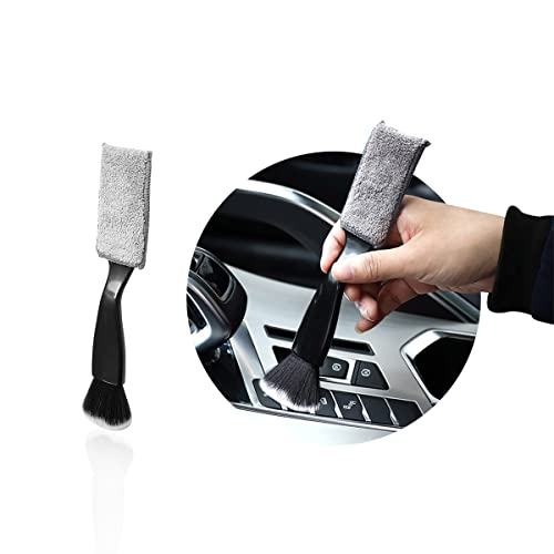 Ziciner 1 PC Double Head Brush for Car Clean, Soft Auto Interior Duster Detailing Brushes, Universal Vehicle Dashboard Screen, Air Vents, Computer etc Cleaning Tool Accessories (Black) - color: Black, 1 PC