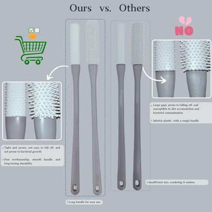 Toe Cleaning Brush with 15.7" Long Handle,Foot Scrubber in Shower,No Bending, Ideal for Seniors, Expecting Mothers, Men & Women | Foot Scrubber & Anti-Itch Exfoliating Brush (2 Pack) (Grey) - color: Grey
