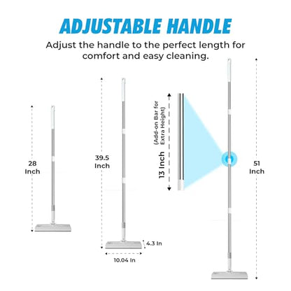 FlexiClamp Sweep & Mop Kit - Compatible with Swiffer Pads, Durable Cleaning Tool for Hardwood, Tile, Marble & Laminate Floors, Home, Kitchen Cleaning Essentials. (Include 10 Dry Cloths)