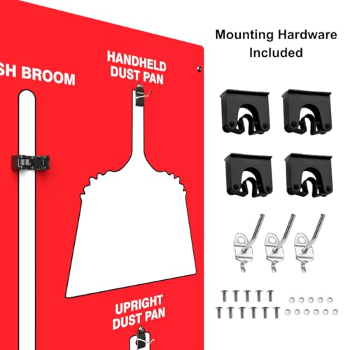Custom Logo Clean & Sweep 5S Shadow Board/Wall Mount Broom Holder, 68" x 30" Board, 5S Cleaning Station - with Broom and Dustpan Set Included, Made in The USA by AccuformNMC