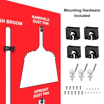 Custom Logo Clean & Sweep 5S Shadow Board/Wall Mount Broom Holder, 68" x 30" Board, 5S Cleaning Station - with Broom and Dustpan Set Included, Made in The USA by AccuformNMC