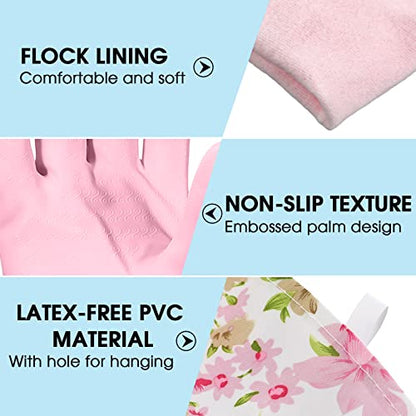 Mimorou 9 Pairs Household Dishwashing Rubber Gloves Long Cuff and Flock Lining Cleaning Gloves Reusable Waterproof