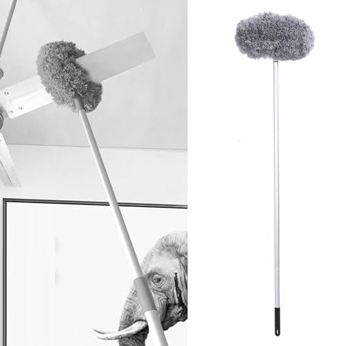 Extendable Long Handle, Ceiling Fan Blade Cleaning Tool Reusable Washable Microfiber Mop Microfibre Duster for high Ceilings, Cobweb Telescopic Extension Pole kit, Duster