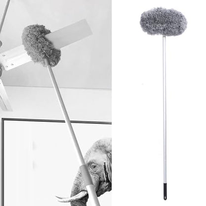 Extendable Long Handle, Ceiling Fan Blade Cleaning Tool Reusable Washable Microfiber Mop Microfibre Duster for high Ceilings, Cobweb Telescopic Extension Pole kit, Duster