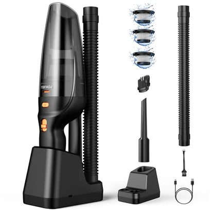 Handheld Vacuum Cordless Rechargeable,Car Vacuum Cleaner with High Power 12000PA Suction,Large-Capacity Battery, with Fast Charging Dock,Dust Busters Wet Dry for Home Car Office Pet