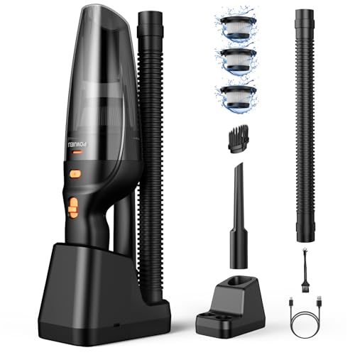 Handheld Vacuum Cordless Rechargeable,Car Vacuum Cleaner with High Power 12000PA Suction,Large-Capacity Battery, with Fast Charging Dock,Dust Busters Wet Dry for Home Car Office Pet