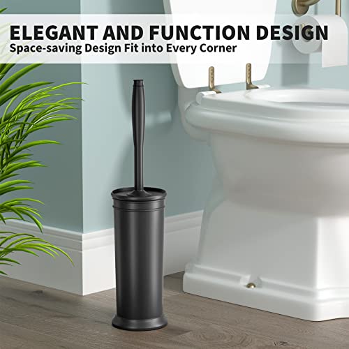 Toilet Brush and Holder 2 Pack, Toilet Bowl Brush with Extra Long Handle, Toilet Scrubber and Covered Holder, Toilet Brushes for Bathroom-Space Saving, Covered Brush, Durable, Deep Cleaning(Black) - color: Black
