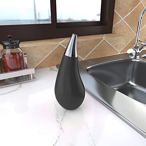 Kitchen Bathroom Counter top Squeezable Soap Dispensers Tear Drop Shape Bottle (Black, ~7oz) - color: Black, size: ~7oz