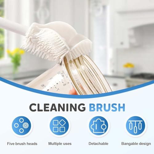 360° Flexible Silicone Bottle Brush with Long Handle, New Bottle Cleaning Brush, Deep Cleaning Brush for Narrow Neck Bottles Silicone Bottle Brush (White-2PCS) - color: White-2pcs