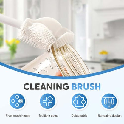 360° Flexible Silicone Bottle Brush with Long Handle, New Bottle Cleaning Brush, Deep Cleaning Brush for Narrow Neck Bottles Silicone Bottle Brush (Gray-2PCS) - color: Gray-2pcs