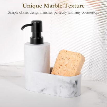 Shinowa Dish Soap Dispenser with Sponge Holder, Refillable Kitchen Dish Soap Dispenser Pump, 2-in-1 Countertop Accessories for Kitchen Sink and Bathroom, Gravel White - color: Gravel White