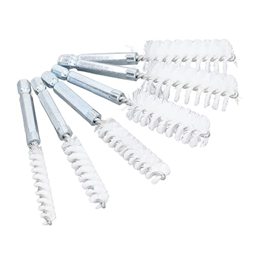Bore Brush Cleaning Set 6PCS 14 Inch Hex Shank Nylon Brushes for Power Drill, Impact Driver, and General Cleaning - size: Nylon (White)