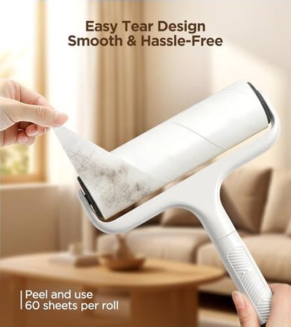 Portable Lint Roller, 60 Disposable Sheets Sticky Pet Hair Remover for Home & Office