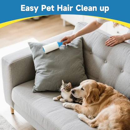 Swihauk 600 Sheets Extra Sticky Lint Rollers for Pet Hair, Easy Spiral Tear Lint Roller for Clothes with Ergonomic Handle, Multipurpose Lint Remover for Furniture, Carpet, Car Seat - size: 600 Sheets