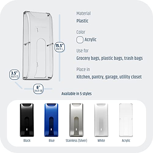 Manterio Wall Mount Plastic Bag Organizer | Durable Plastic Grocery Bag Saver | Smudge Proof, Fingerprint Resistant (Acrylic) - color: Acrylic