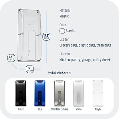 Manterio Wall Mount Plastic Bag Organizer | Durable Plastic Grocery Bag Saver | Smudge Proof, Fingerprint Resistant (Acrylic) - color: Acrylic
