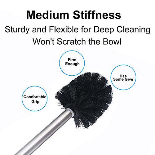 Angle Simple Toilet Brushes, Toilet Bowl Scrubber Brush Head 3 PCS with Cleaner Wand for Bathroom Restroom