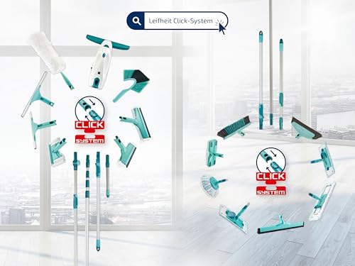 Leifheit Dry & Clean Window Vacuum Cleaner Set with 43cm Handle and Washers, Window Cleaning Kit up to 35 Minutes of Power, Electric Window Cleaner