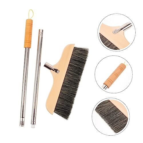 Ipetboom Broom Long Handle Soft Bristle Sweeper Indoor Floor Brush Hair Broom for Kitchen and Home - color: Black