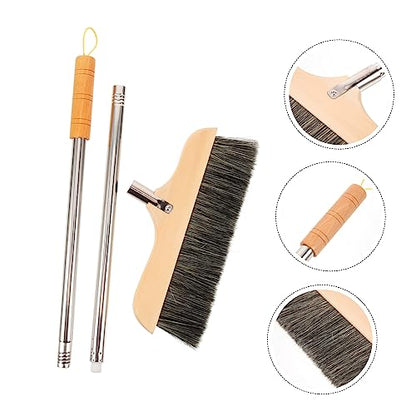 Ipetboom Broom Long Handle Soft Bristle Sweeper Indoor Floor Brush Hair Broom for Kitchen and Home - color: Black