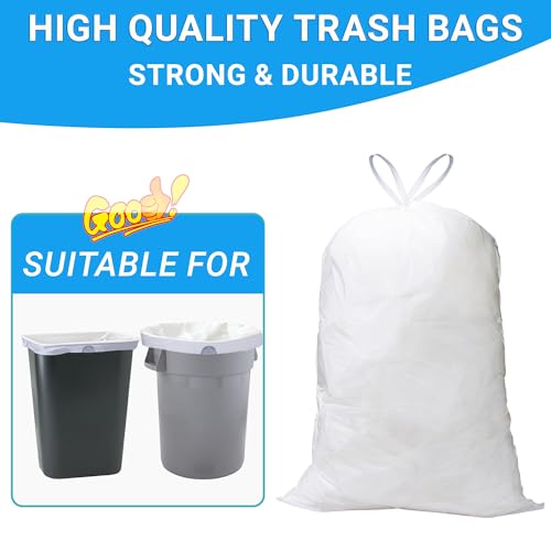 10 Gallon Drawstring Trash Bags 100 Count 1.2 Mil Heavy Duty Garbage Bags Compatible with Rubbermaid Brute 10 Gallon Trash Can & Fit All 7, 9, 10, 13 Gallon Can for Home Office Kitchen - color: White, size: 100 Count (Pack of 1)